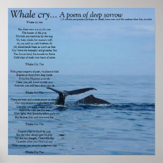Poster Une baleine pleure..., Un poème de profonde triste