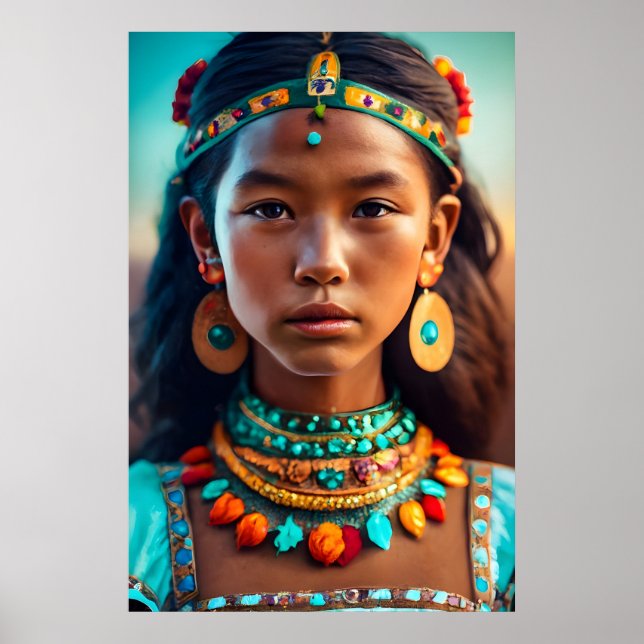 Poster Une belle fille des tribus indiennes (Devant)