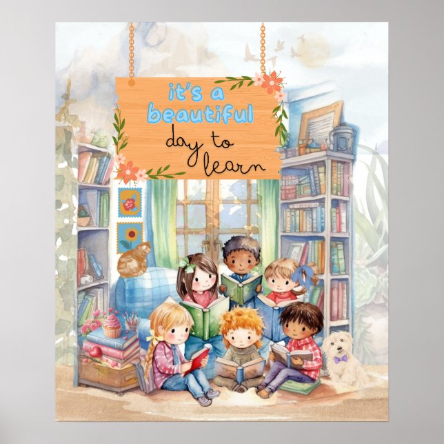 Poster Une belle journée pour apprendre avec ses amis (Devant)