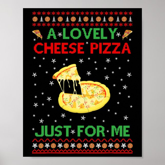Poster Une belle pizza au fromage seul amusant Kevin X-ma (Devant)