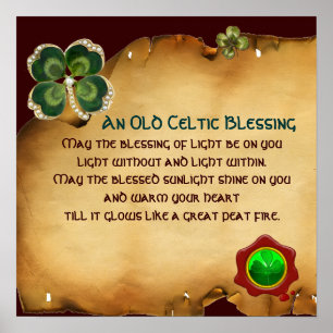 Poster Une bénédiction irlandaise ancienne sur parchemin