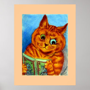 Poster Une bonne lecture, illustré par Louis Wain,