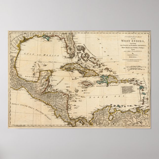 Poster Une carte complète des Antilles (Devant)