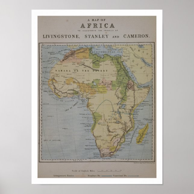 Poster Une carte de l'Afrique pour illustrer les voyages  (Devant)