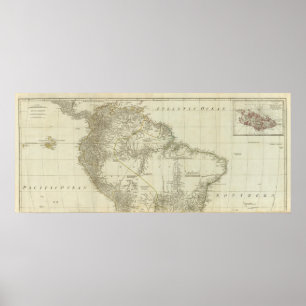 Poster Une carte de l'Amérique du Sud, section nord