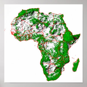 Poster Une carte en relief ombré codée par couleur de l'A