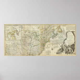 Poster Une carte précise de section du nord de l'Amérique