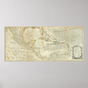 Poster Une carte précise de section du sud de l'Amérique