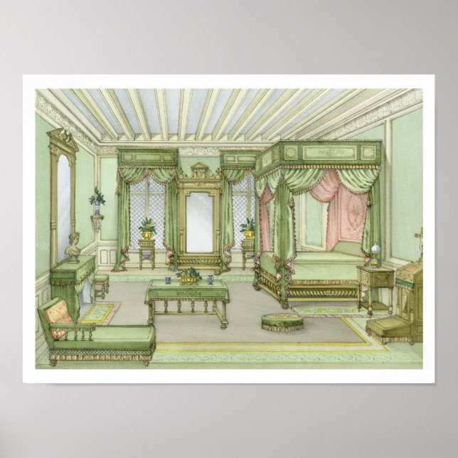 Poster Une chambre à l'intérieur de style Henri II (litho (Devant)