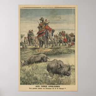 Poster Une chasse à rhinocéros en l'honneur du Roi George