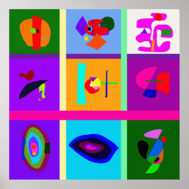 Poster Une collection de neuf miniatures Abstraites 24