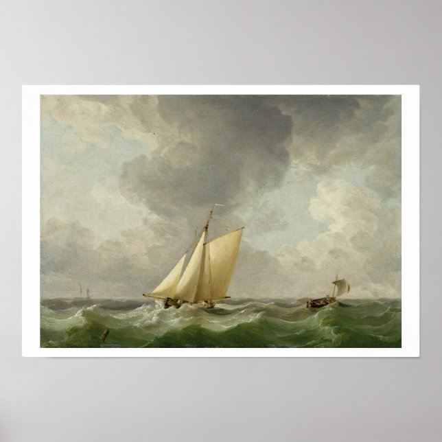 Poster Une coupe dans une brise forte (huile sur cuivre) (Devant)
