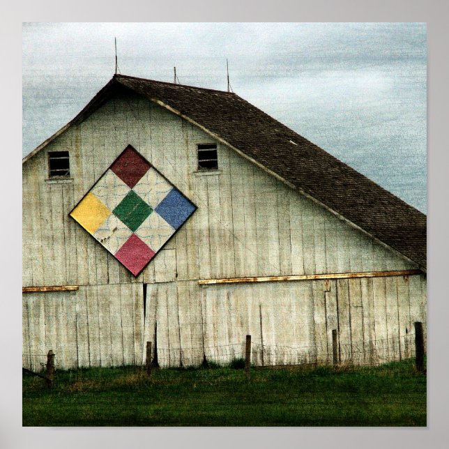 Poster Une courtepointe Iowa Barn (Devant)