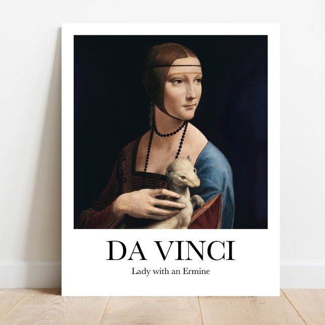 Poster Une dame avec une mine par Leonardo Da Vinci (Own a piece of history! ️ Da Vinci's Lady with an Ermine. Museum-quality poster)