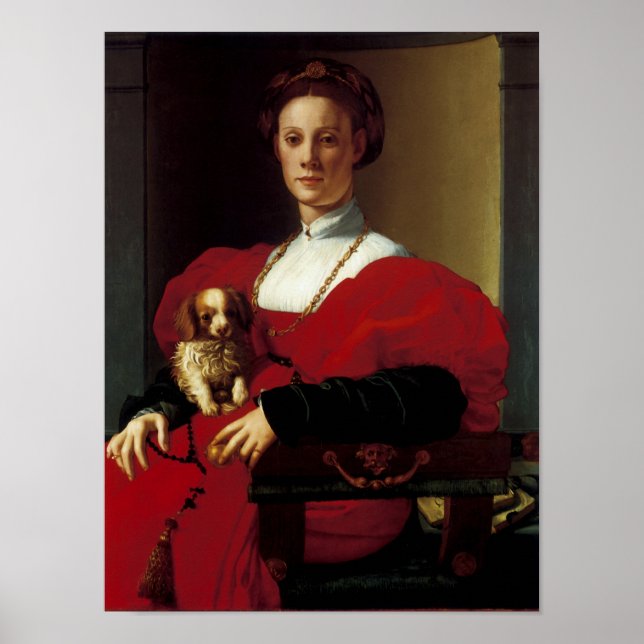 Poster Une dame en robe rouge (Devant)