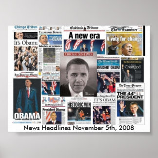Poster Une des journaux le 5 novembre 2008