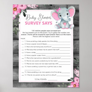 Poster Une Enquête Sur Les Filles Dit Baby shower Jeu Elé