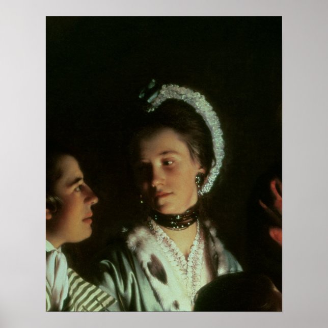 Poster Une expérience sur un oiseau dans la pompe à air,  (Devant)