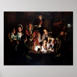 Poster Une expérience sur un oiseau dans une pompe à air