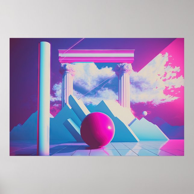 Poster Une exploration vaporwave de la nostalgie et du fu (Devant)