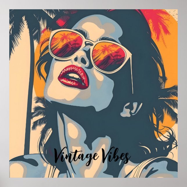 Poster Une femme au style rétro (Devant)