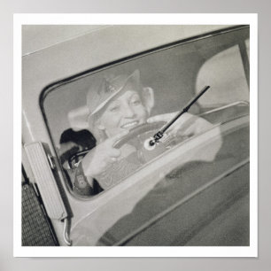 Poster Une femme au volant, vers 1930 (photogravure)