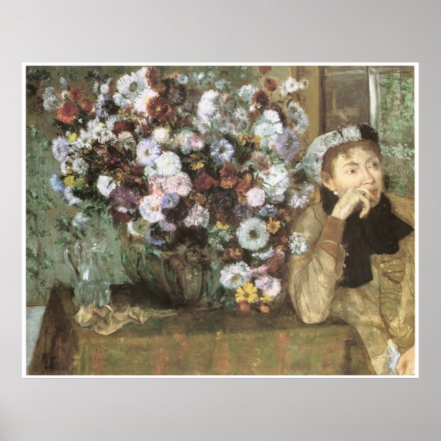 Poster Une femme avec des chrysanthèmes, Edgar Degas (Devant)