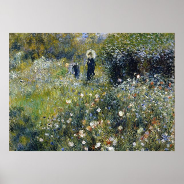 Poster Une femme avec un parasol dans un jardin par Augus (Devant)