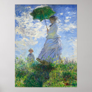 Poster Une femme avec un parasol, Madame Monet et son fil