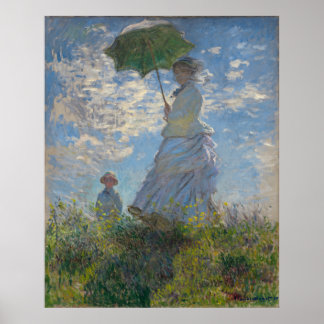 Poster Une femme avec un parasol par Claude Monet