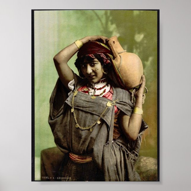 Poster Une femme bédouine, Tunis, Tunisie Photochrom vint (Devant)