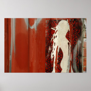 Poster Une femme dans une adresse rouge