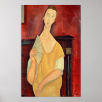 Une femme de Modigliani avec un ventilateur Art Mo