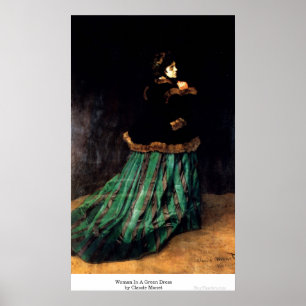 Poster Une femme en robe verte à Claude Monet