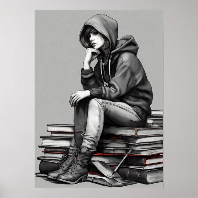 Poster "Une femme en rouge, seule" (Devant)