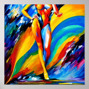 Poster Une Femme Exotique À La Tête De L'Art Abstrait