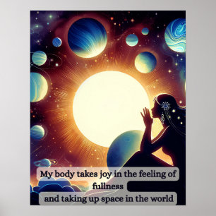 Poster Une femme méditant sur la positivité corporelle