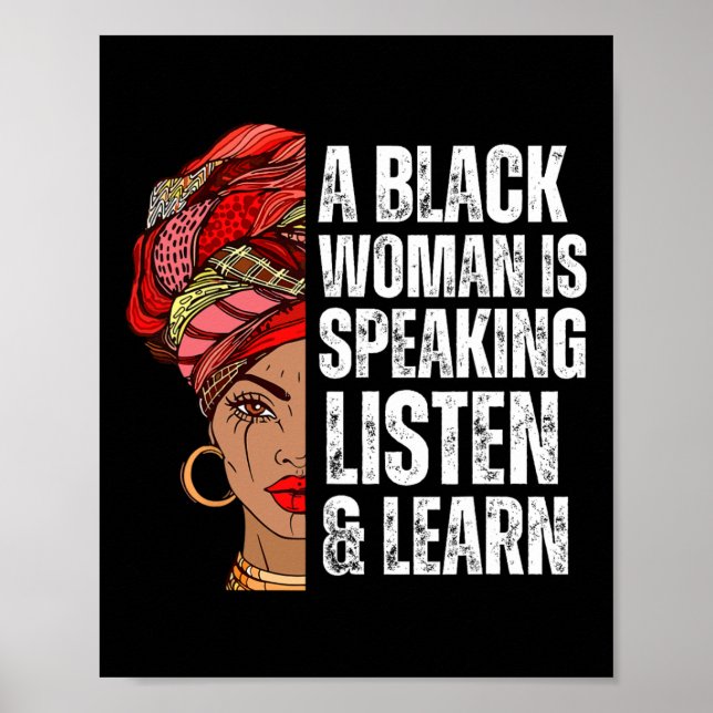 Poster Une Femme Noire Parle Écouter Et Apprendre Pour Af (Devant)