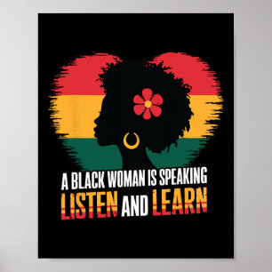 Poster Une Femme Noire Parle Écouter Et Apprendre Pour Af
