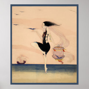 Poster Une femme qui danse sur la rive