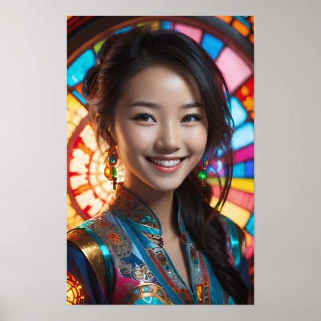 Poster Une Femme Souriant Chaleureusement (Devant)