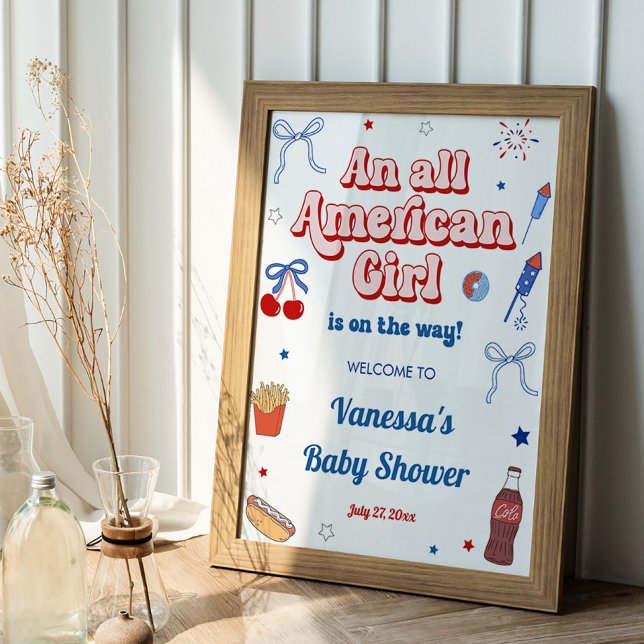 Poster Une Fête Prénatale pour une Jeune Fille Très Améri (Créateur téléchargé)