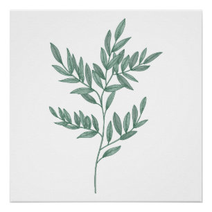 Poster Une feuille de feuillets peints en bleu sur l'affi