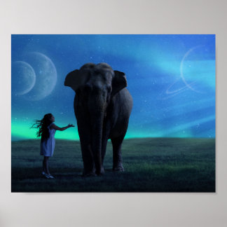 Poster Une fille avec son éléphant 1