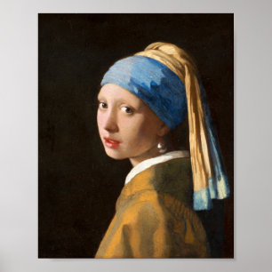 Poster Une fille avec un portrait à perle