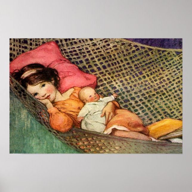 Poster Une fille dans un hamac par Jesse Willcox Smith (Devant)