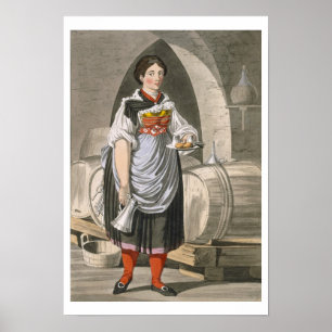 Poster Une fille de portion à une auberge près