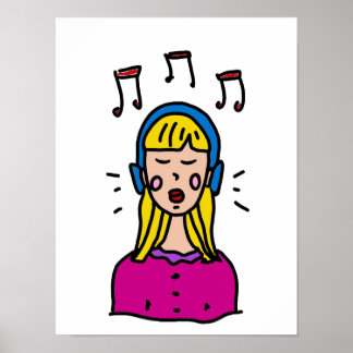 Poster Une fille écoute de la musique
