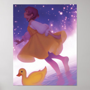 Poster Une fille et son canard