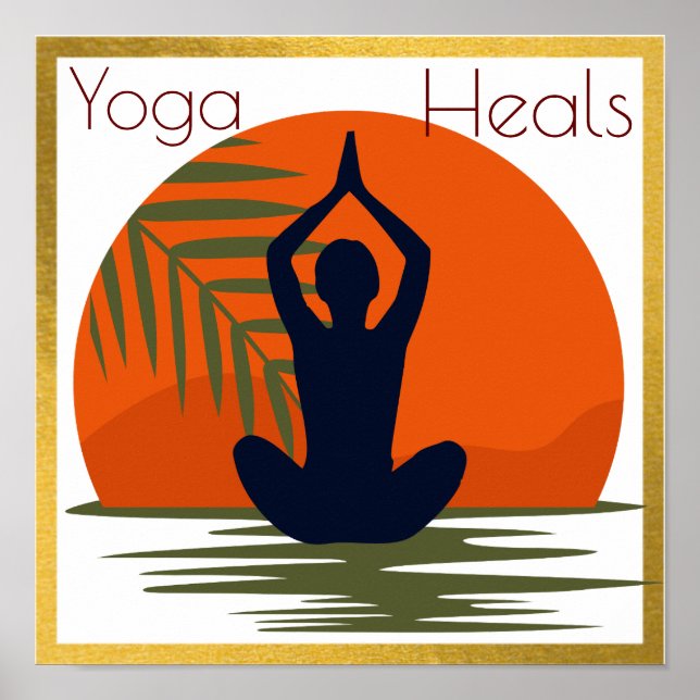 Poster Une fille faisant du yoga avec un arrière - plan c (Devant)